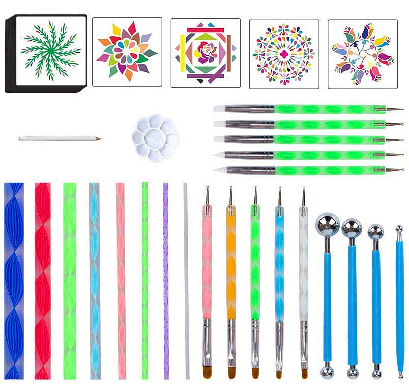33PCS Mandala Dotting Tools for Rock Painting Kit Dot Art Rock Pen Paint  Stencil