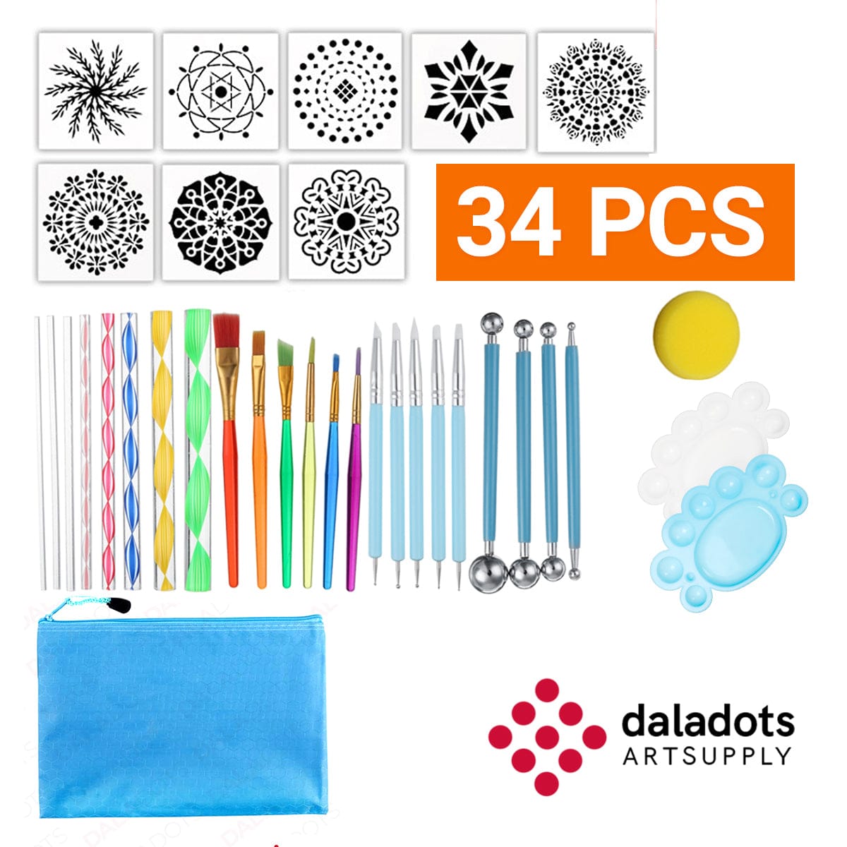 34 pcs Mandala Dotting Tools and Rock Painting Kit Daladots