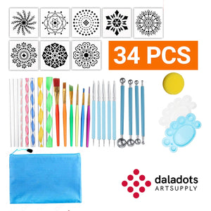 34 pcs Mandala Dotting Tools and Rock Painting Kit - Daladots